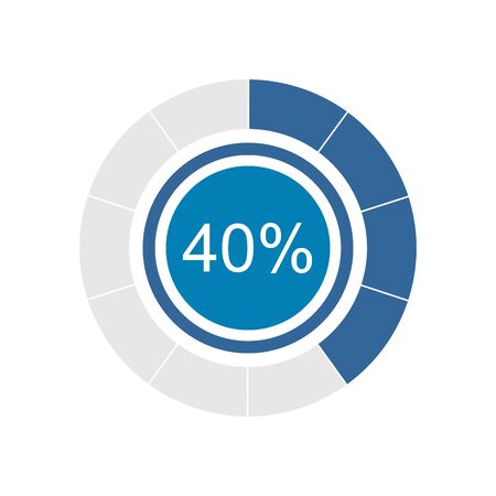 Blue pie graph and chart with 40 percentage. Vector graphic illustration of flat design.のイラスト素材