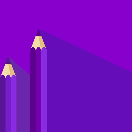 Purple pencil icon in flat style with long shadow. Also suitable for background, banner or template. Vector illustration on purple background.のイラスト素材