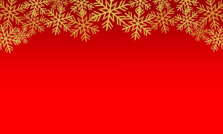 Red background with various golden snowflakes. Vector graphic pattern for Christmas or New Year.のイラスト素材