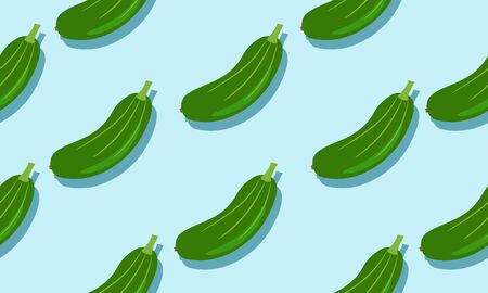 Seamless blue background with cucumbers with shadow. Vector  illustration design with vegetables for template.のイラスト素材