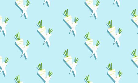 Seamless blue background with parsley with shadow. Vector  illustration design with vegetables for template.のイラスト素材