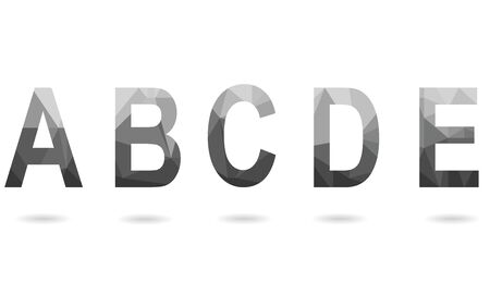 Set of  vector polygon letters with shadow from A to E fonts. Low poly illustration of flat design.のイラスト素材