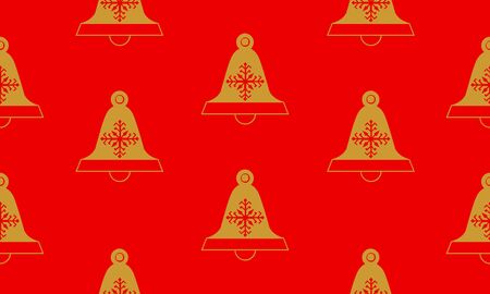 Red seamless pattern with golden bells.  Vector graphic illustration for Merry Christmas and Happy New Year.のイラスト素材