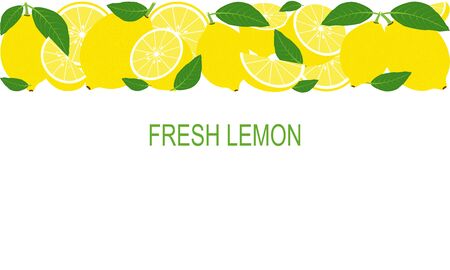 Vector fresh lemons template suitable for banners, magazines, websites, restaurants and menus. Healthy eating with fruits for a healthy lifestyle.のイラスト素材