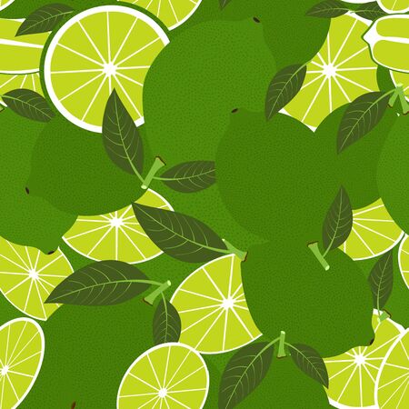 Tropical seamless pattern with lime. Vector fruit background or wallpaper.のイラスト素材