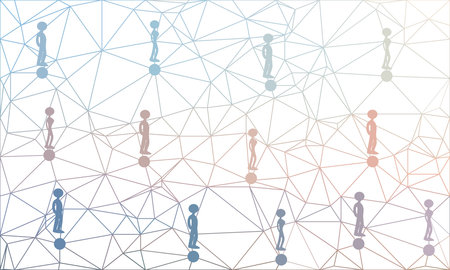 Social distancing concept people standing away to prevent COVID 19. Coronavirus disease vector...