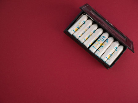 USA, March 2020. O.B. Original Normal tampons in a small box. OB is global brand of feminine hygiene...