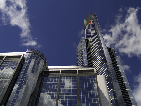Briliantly reflective buildings in downtown Melbourne Australia. Reflection Down Under 1