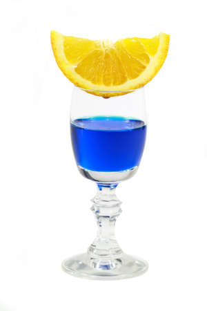 Multicolor Liquors decorated with orange sliceの写真素材