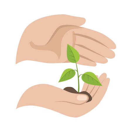 Hand holding sprout, ecology concept symbol.のイラスト素材