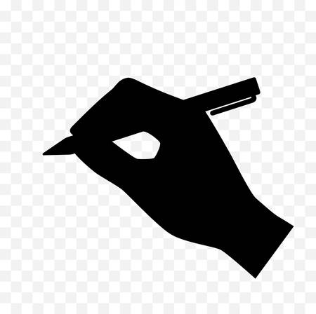 Writing hand silhouette icon on white background, vector illustration.のイラスト素材