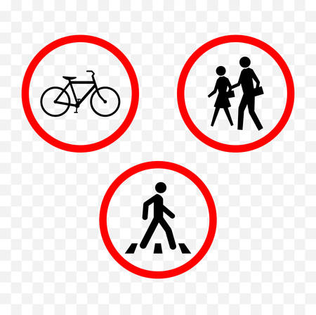 Pedestrians and cyclists warning sign illustration.のイラスト素材