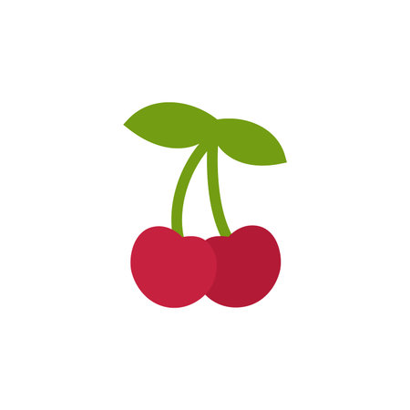 Cherry icon, simple design. Clipart cartoon fruit icon.