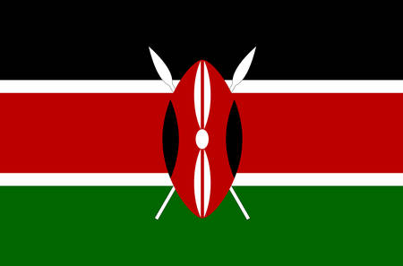 Kenyan national flag. Official flag of Kenya, accurate colors, true colorのイラスト素材