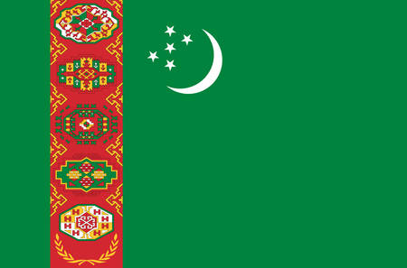 Turkmenistan national flag. Official flag of Turkmenistan, accurate colors, true colorのイラスト素材