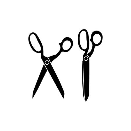Open and closed black tailor scissors icons. Sewing retro scissors. Vintage scissors.のイラスト素材