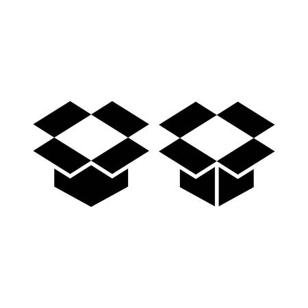Open box black isolated vector icon set.のイラスト素材