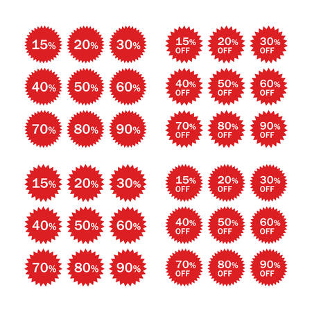 Discount off price label sticker. Circle star discount red vector badge.のイラスト素材