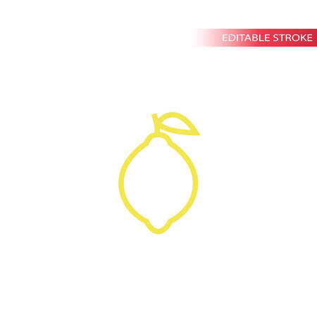 Lemon simple line icon in color. Outline lemon vector icon. Fully editable.のイラスト素材