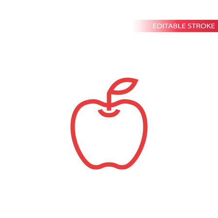 Apple simple line icon in color. Outline apple vector icon. Fully editable.のイラスト素材