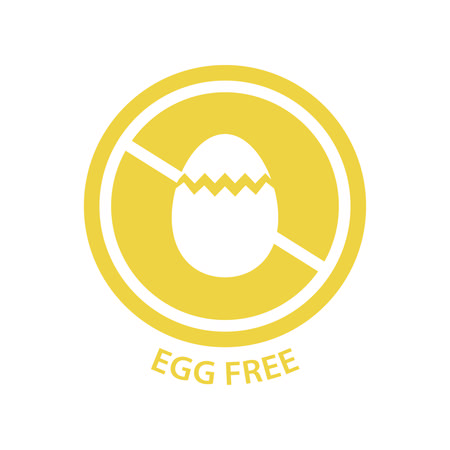 Egg free circle vector sticker label. Eggs free isolated symbol.のイラスト素材