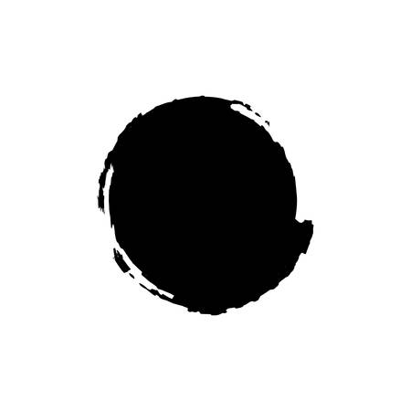 Dry brush grunge black vector circle stain. Dry brush, rough edges paint circle.のイラスト素材