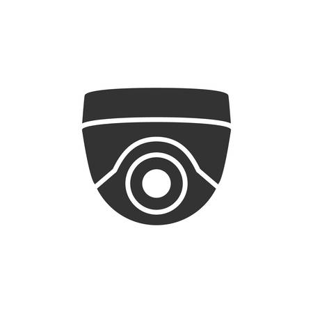 Cctv round camera black isolated vector icon. Surveillance, video monitoring round camera simple glyph symbol.のイラスト素材