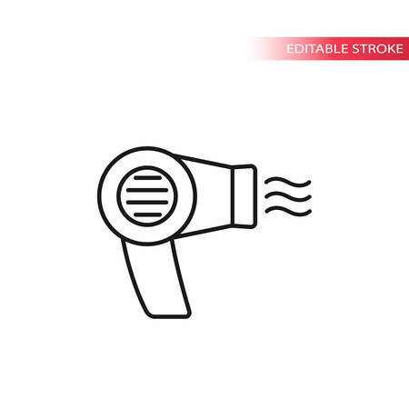 Hair dryer simple thin line vector icon. Hairdryer symbol, editable outline.のイラスト素材