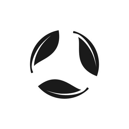 Leaves circle, eco concept black vector icon. Leaf cycle glyph symbol.のイラスト素材