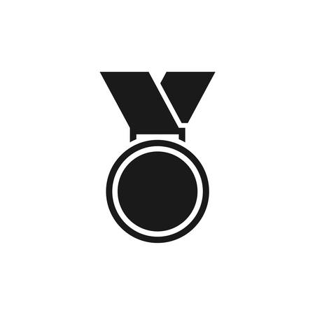 Medal, winner award simple black vector icon. Glyph pictogram.のイラスト素材