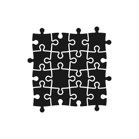Puzzle, jigsaw tiling four puzzle pieces simple black glyph vector icon.のイラスト素材