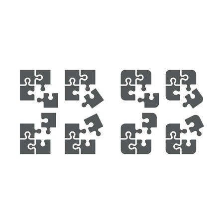 Jigsaw puzzle, simple four pieces assembly black isolated vector icon.のイラスト素材