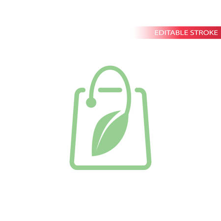 Leaf shopping bag vector . Eco, bio shop or store brand design.のイラスト素材