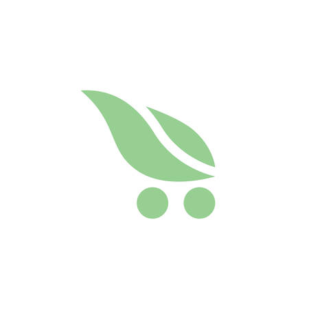 Leaf shopping cart vector . Eco, bio shop for natural food or store brand design.のイラスト素材