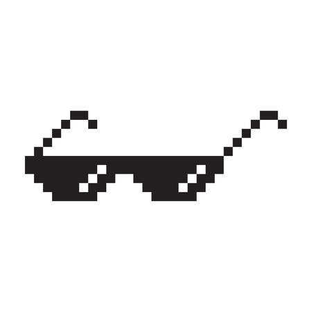Sunglasses pixel style vector icon. Pixelated glasses pictogram symbol.のイラスト素材