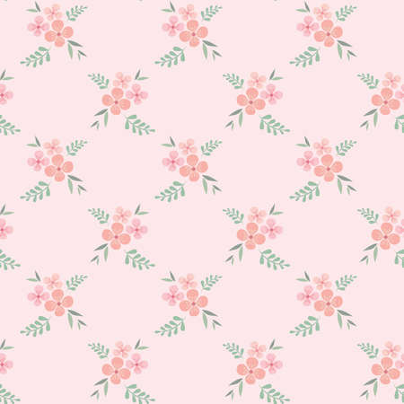 Floral seamless pattern design. Pink flowers vintage pattern for wallpapers, print and fabric.のイラスト素材