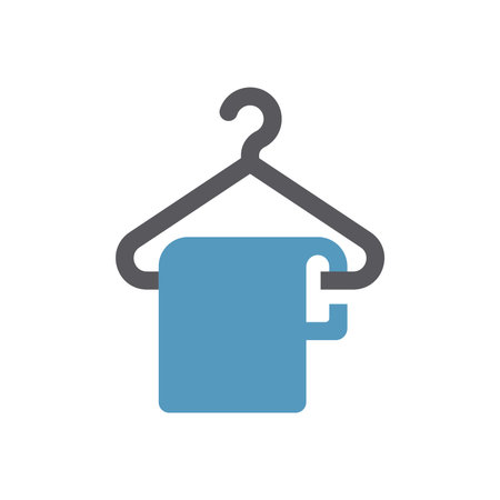 Hanger with a cloth or a towel glyph icon. Dry cleaning or bathroom simple vector symbol.のイラスト素材