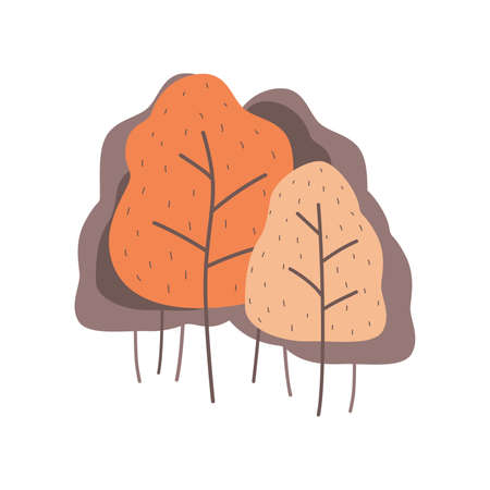 Autumn trees colorful vector illustration. Tree group in color, cute cartoon.のイラスト素材