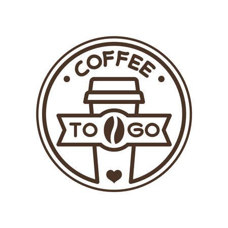 Coffee to go label, vector symbol. Coffee paper cup to go badge.のイラスト素材