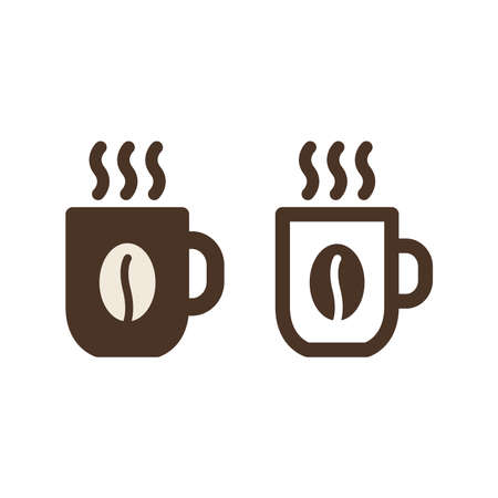 Coffee cup vector icon. Hot mug with steam symbol.のイラスト素材
