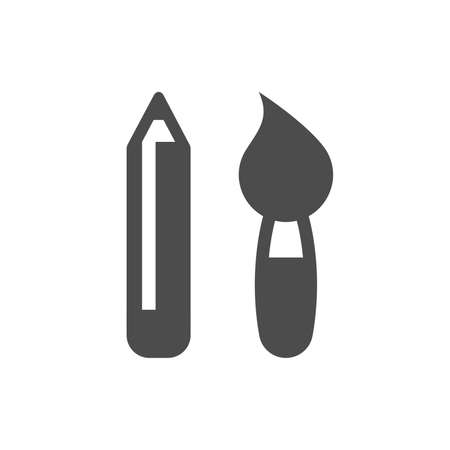 Paint brush and pencil black vector icon. Glyph pictogram symbols.のイラスト素材