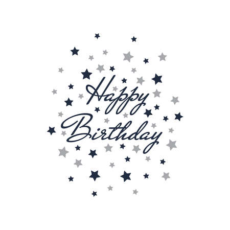 Happy birthday lettering with stars. Birthday card design with text, Mr De Haviland font.のイラスト素材