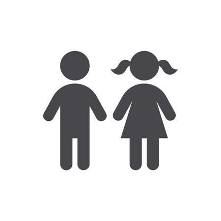 Kids or children black vector icon. Boy and girl symbols.のイラスト素材