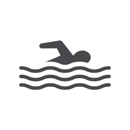 Man swimming black vector icon. Pool or beach symbol.のイラスト素材