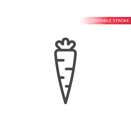 Carrot simple line vector icon. Outline, editable stroke.のイラスト素材