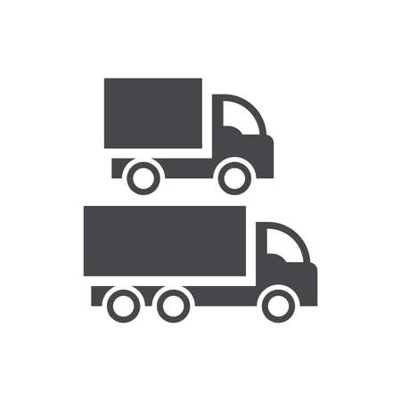 Truck or lorry black vector icon. Glyph cargo symbol set.のイラスト素材