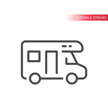 Camper thin line vector icon. Travel symbol, editable stroke.のイラスト素材
