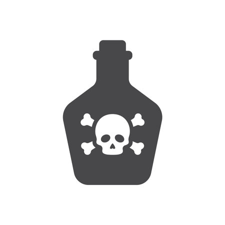 Bottle of poison with skull and bones icon. Poisonous sign with crossbones symbol.のイラスト素材