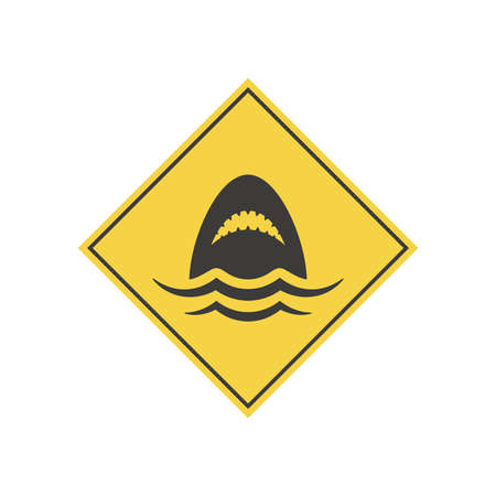 Shark yellow vector warning sign. Danger, sharks symbol icon.のイラスト素材