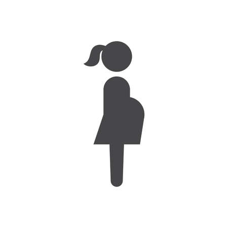 Pregnant woman simple vector icon. Black glyph sign.のイラスト素材